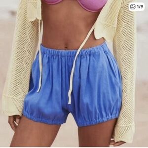 Anthropologie Linen Blue Bloomer Shorts NWT Size S